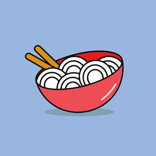 卡通风格的一碗面条