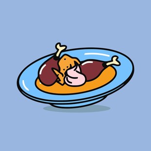 卡通风格盘中美食插画