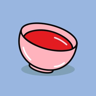 粉色碗中的红色液体