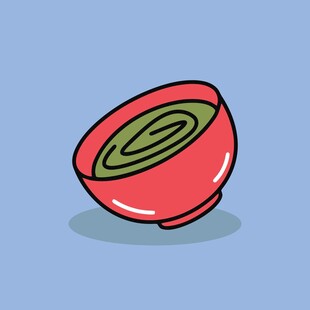 红色碗装绿色食物