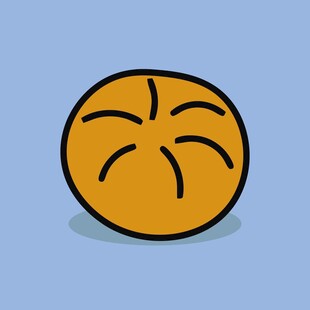 卡通风格的圆形黄色面包