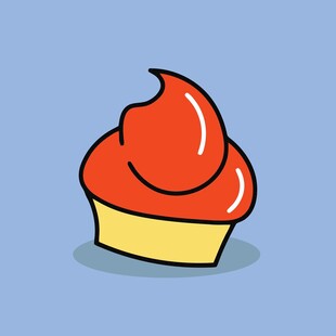 卡通红色纸杯蛋糕