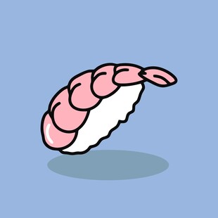 卡通风格的鲜虾寿司