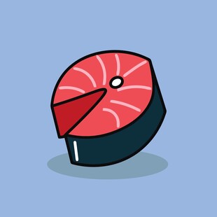 卡通风格的美味三文鱼切片