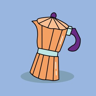 卡通风格橙色摩卡壶