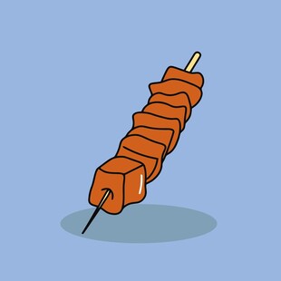 卡通风格烤肉串插画