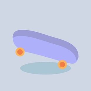 紫色滑板插画