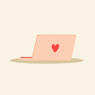 带爱心图案的粉色笔记本电脑