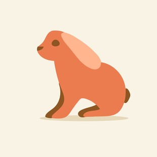 可爱坐姿小兔子插画