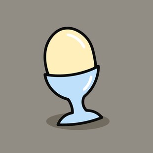 卡通蛋杯中的鸡蛋