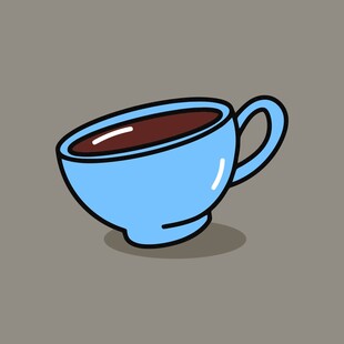 蓝色卡通茶杯装着饮品