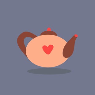 爱心图案的可爱茶壶