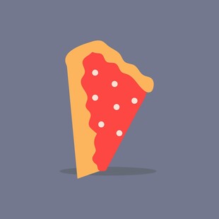 卡通风格的美味披萨切片