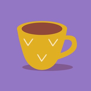 黄色笑脸咖啡杯插画