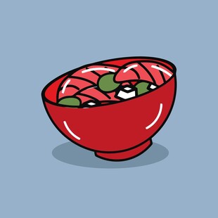 红色碗中的多彩食物