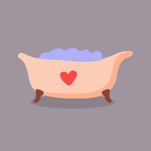 爱心图案的可爱浴缸