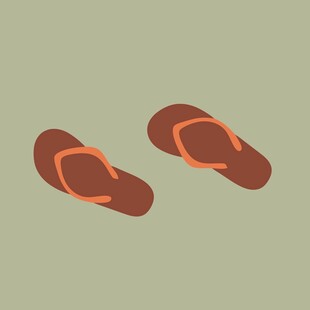 简约风格的棕色人字拖