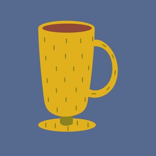 黄色带点花纹的咖啡杯