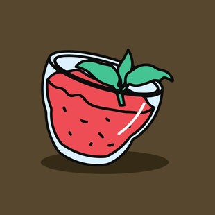 卡通草莓杯饮品插画