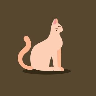 坐着的可爱粉色猫咪