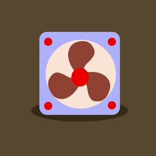 卡通风格方形小风扇图标