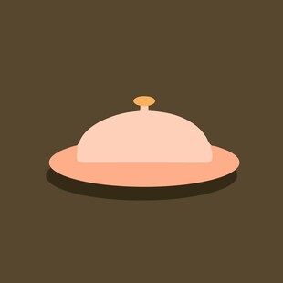 圆形餐盖置于托盘上