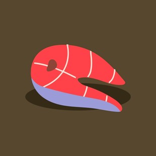 卡通风格红色鱼肉插画