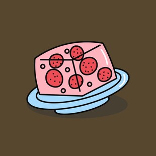 草莓果冻甜点插画