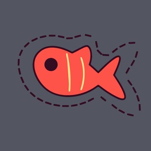 卡通红色小鱼图案