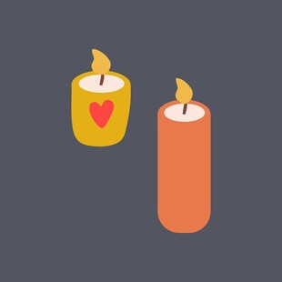 可爱心形蜡烛与普通蜡烛
