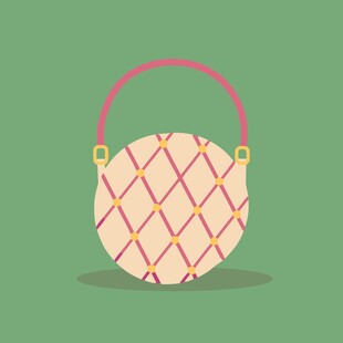 圆形菱格纹手提包