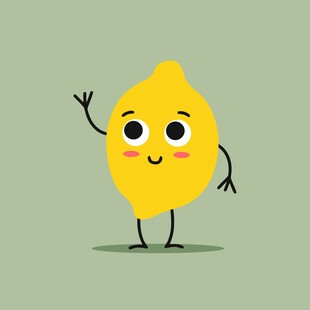 可爱柠檬卡通形象挥手