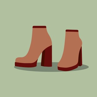 时尚高跟短靴插画