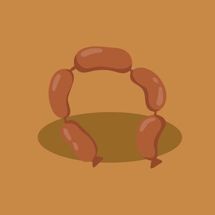 卡通风格的弯曲香肠