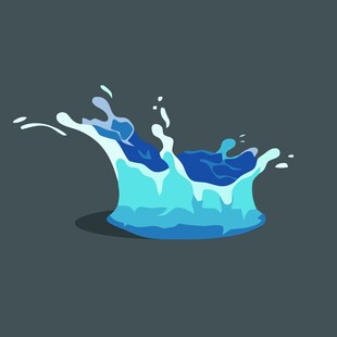 蓝色水花飞溅插画