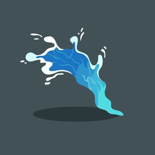 蓝色水花飞溅插画