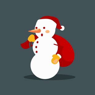 背着袋子的圣诞雪人