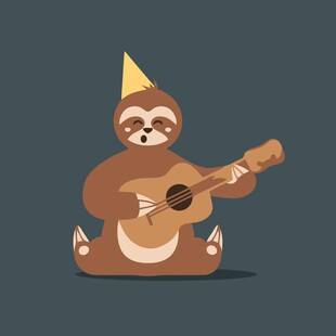 戴帽树懒弹吉他