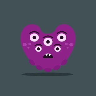 紫色爱心多眼小怪物