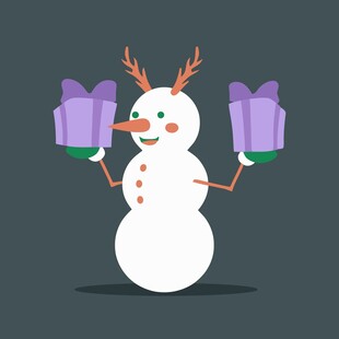 雪人手持礼物欢乐迎节日