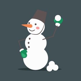 可爱雪人手持雪球玩耍