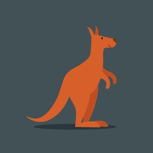 站立的橙色袋鼠形象