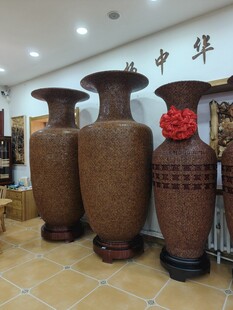 中式大型古朴陶瓷花瓶展示