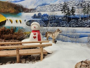 冬日雪景中的雪人及动物