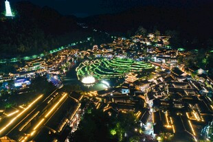 乌江寨夜景璀璨灯火迷人