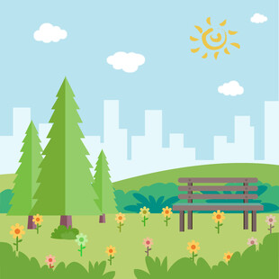 矢量图城市公园风景插画