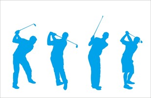 高尔夫球手挥杆姿态剪影