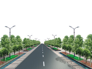 宽阔城市道路景观图