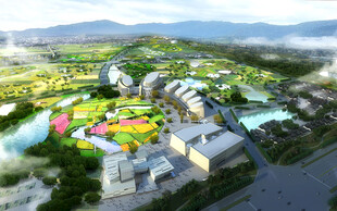 现代生态城市景观鸟瞰图