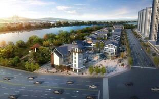 城市河畔住宅区景观